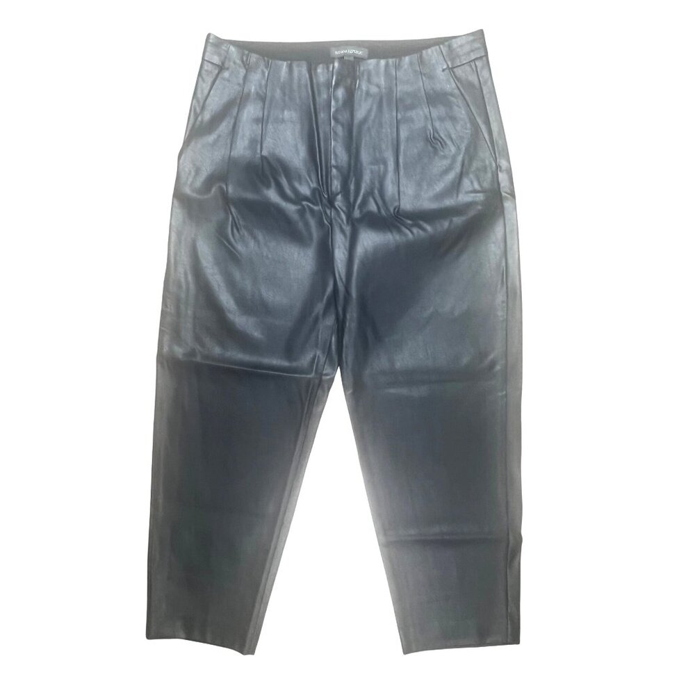 Banana Republic Womens Black Vegan Leather Tapered Leg Ankle Pants Pleated 8 - Picture 8 of 15